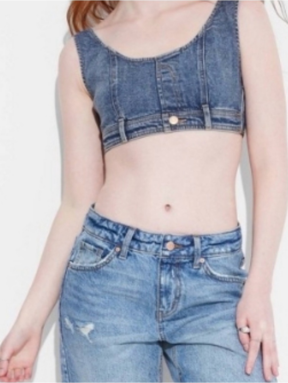 Denim Crop Top Wild Fable Corset Style Bralette